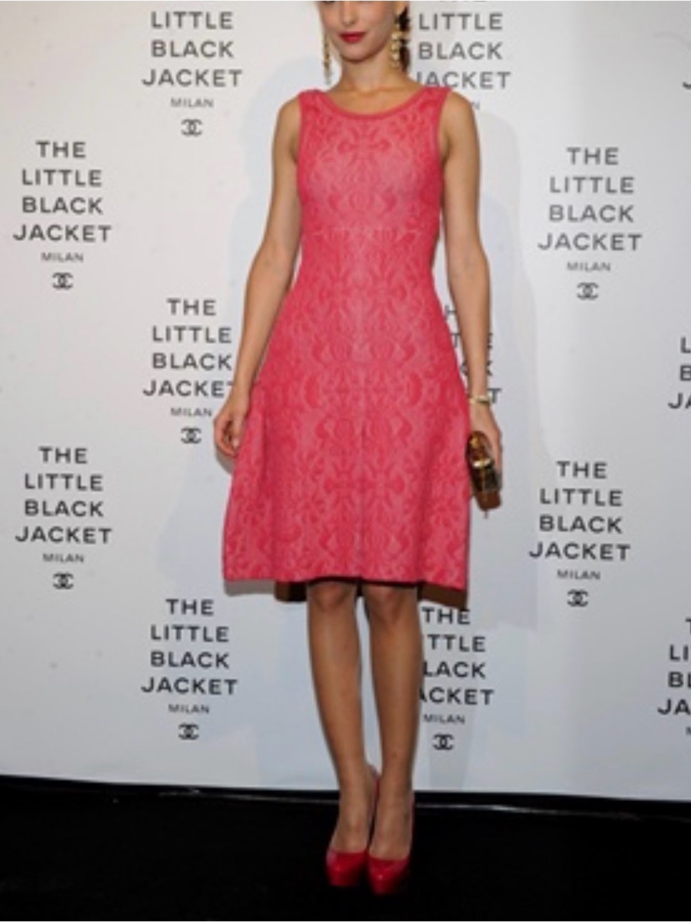 CHANEL Sleeveless Coral-Pink Jacquard Midi/Mini Dress FR38/US6